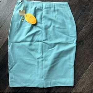 Vintage Deadstock Douglas Marc wool pencil skirt green midi made in USA teal